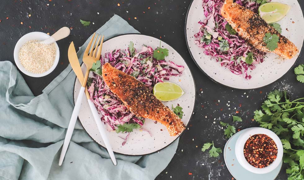 RECIPE: Chilli crusted salmon & crunchy slaw