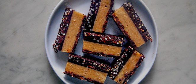 RECIPE: Dark choc & salty caramel crunch slice