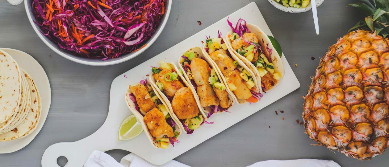 Crispy fish tacos with pineapple salsa