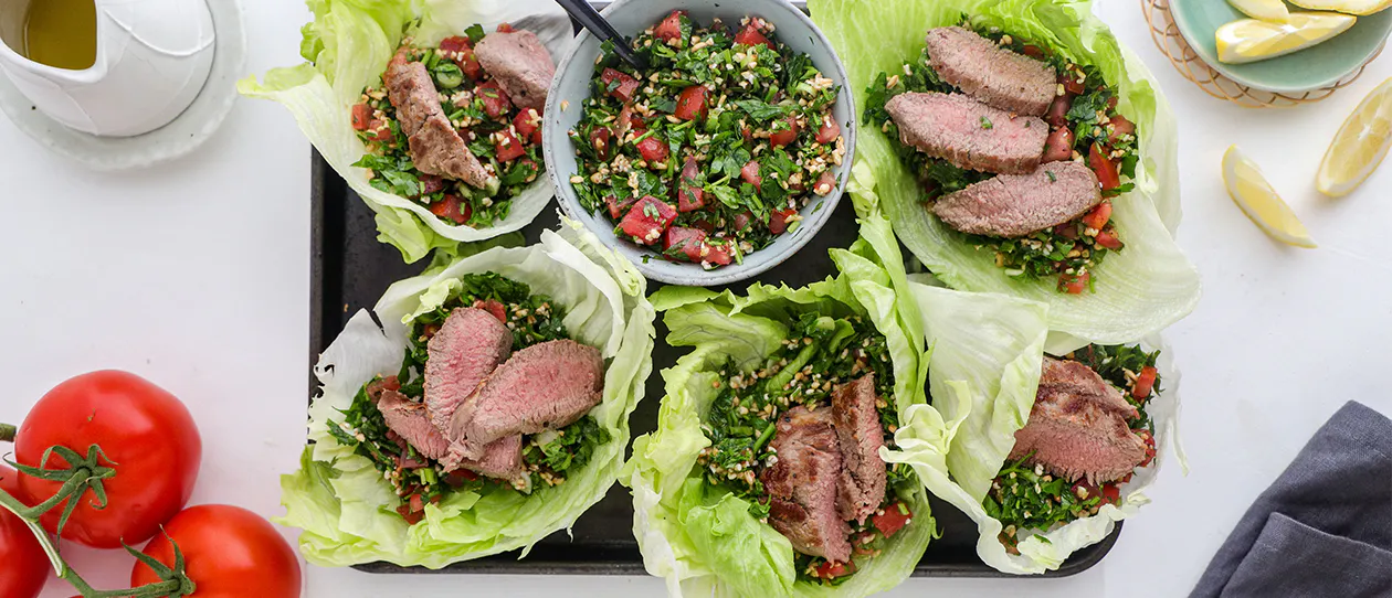 Blackmores Grilled Lamb and Tabouli Lettuce Wraps
